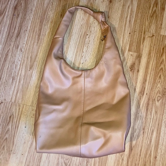 Curved Knot Handle Tan Faux Leather Shoulder Bag Purse by A New Day - Picture 4 of 11